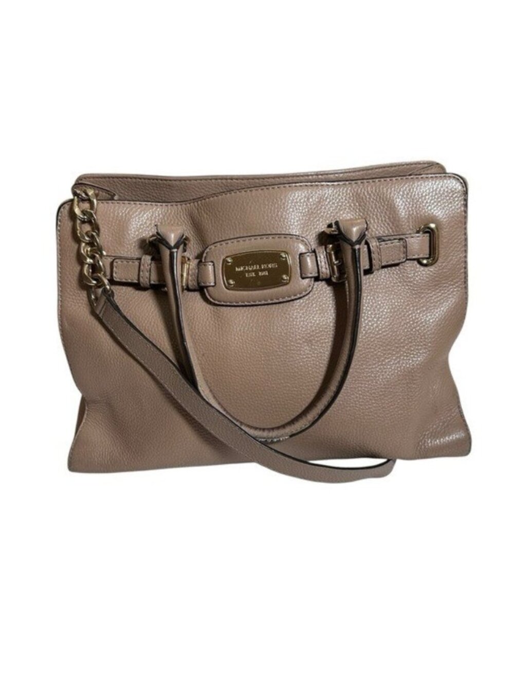 Michael Kors Hamilton Tote Bag Shoulder Handbag Taupe Top‎ Handle Purse Leather